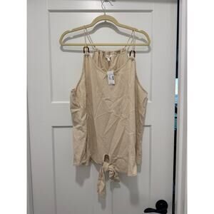 Maurices Beige Linen Blend Sleeveless Spaghetti Strap Knot Front Top  XL